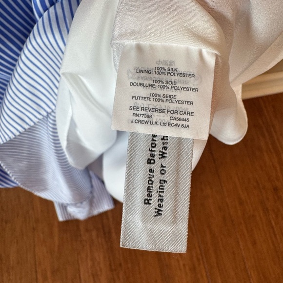 NWT J CREW Striped Cold-Shoulder Silk Dress Size 14 $188 True Blue Ruffle Lined - Picture 8 of 8